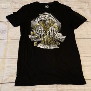 King Features Mens Size Medium Popeye Gangster 100% Cotton Black
